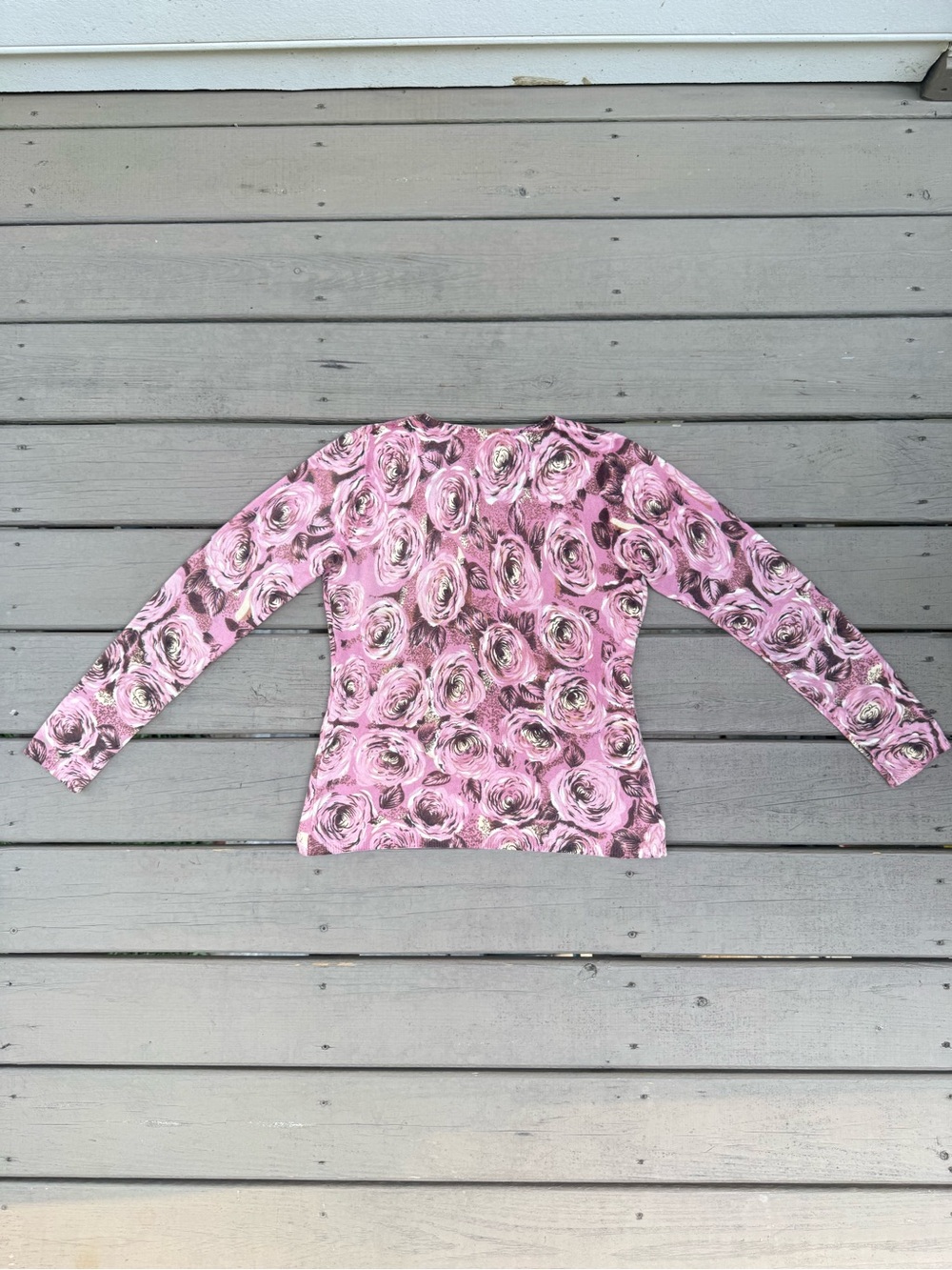 Mainbocher Dusty Pink Floral Long Sleeve Cashmere Jumper Sweater size L - Picture 8 of 14